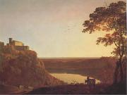 Joseph Wright View of the Lake of Nemi at Sunset (mk05) oil painting artist